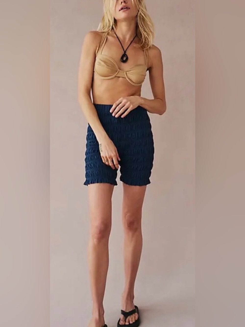 NWT Free People S Jude Biker Shorts in Majolica Blue New Stretch - Picture 3 of 7